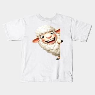 Cute Lamb Playing Peek a Boo Kids T-Shirt